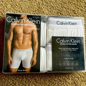 Calvin Klein Modern Cotton Stretch Boxer Briefs 2pc NIB NEW XL 40-42 White NWT